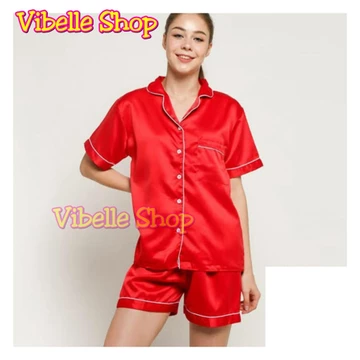 SATIN34 Satin Silky Velvet Premium Vibelle Shop Grosir Baju Tidur 3 4 Piyama Fashion