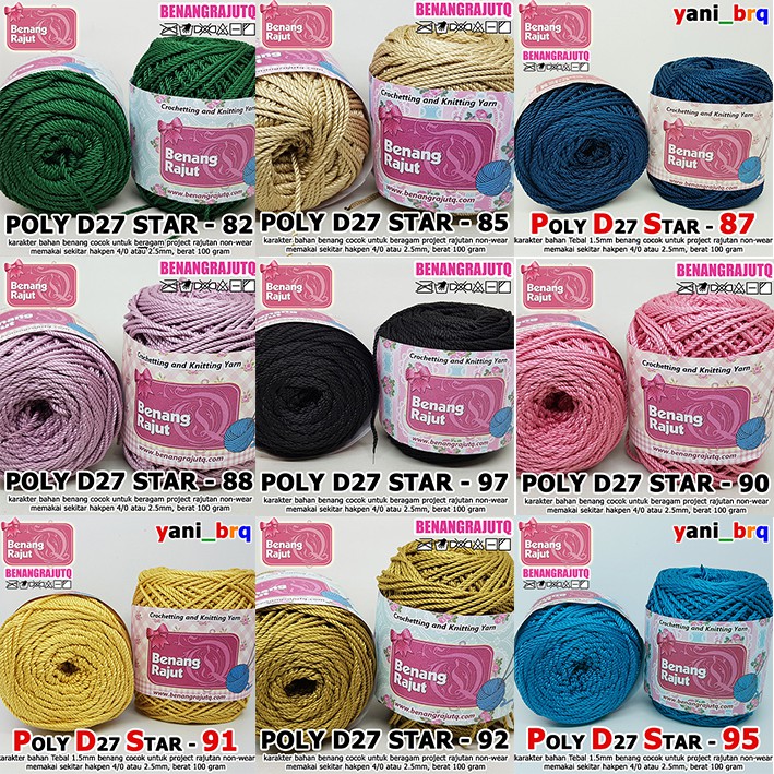 Jual Benang Rajut Polyester Poly Kilap Poly Star Kilap Glossy D