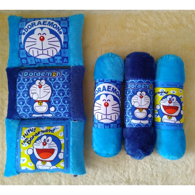 Jual Bantal Guling Doraemon, Bantal Set Baby print Doraemon, 1 set