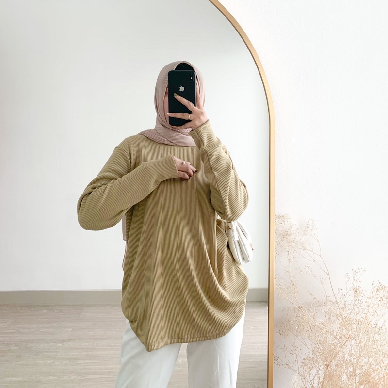 Jual BASIC TSHIRT Baju Kaos Wanita Lengan Panjang Jumbo / Atasan Kaos