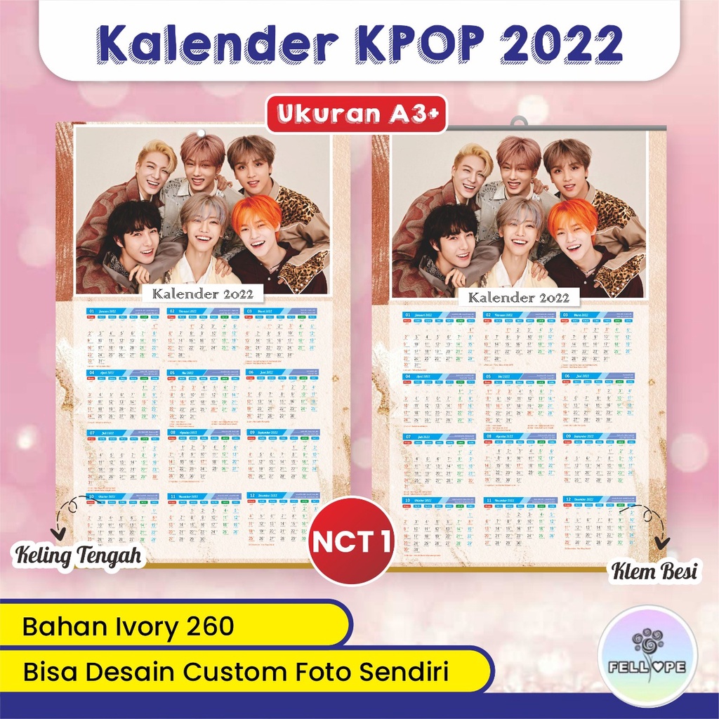 Jual Cetak Kalender Dinding 2022 NCT / Blackpink / BTS / Red Velvet ...