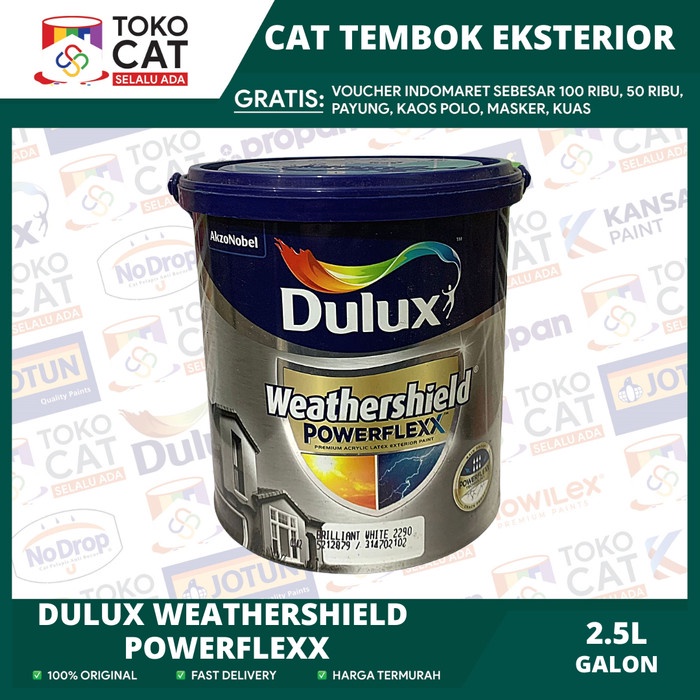 Jual Cat Tembok Dulux Weathershield Powerflexx Warna Brilliant White 2