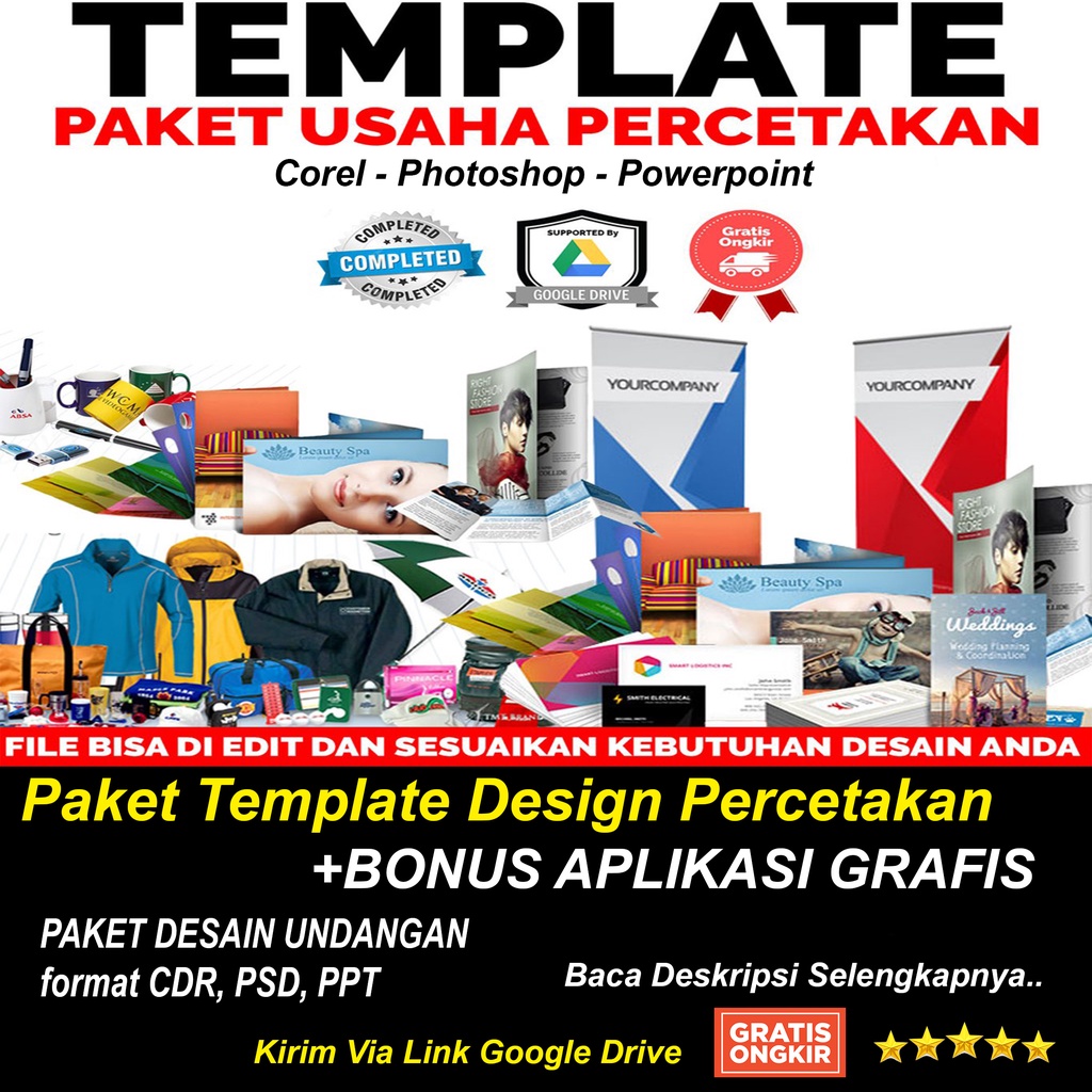 Paket Template Design Percetakan + BONUS APLIKASI GRAFIS