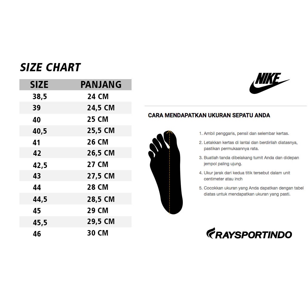 Size chart nike indonesia online