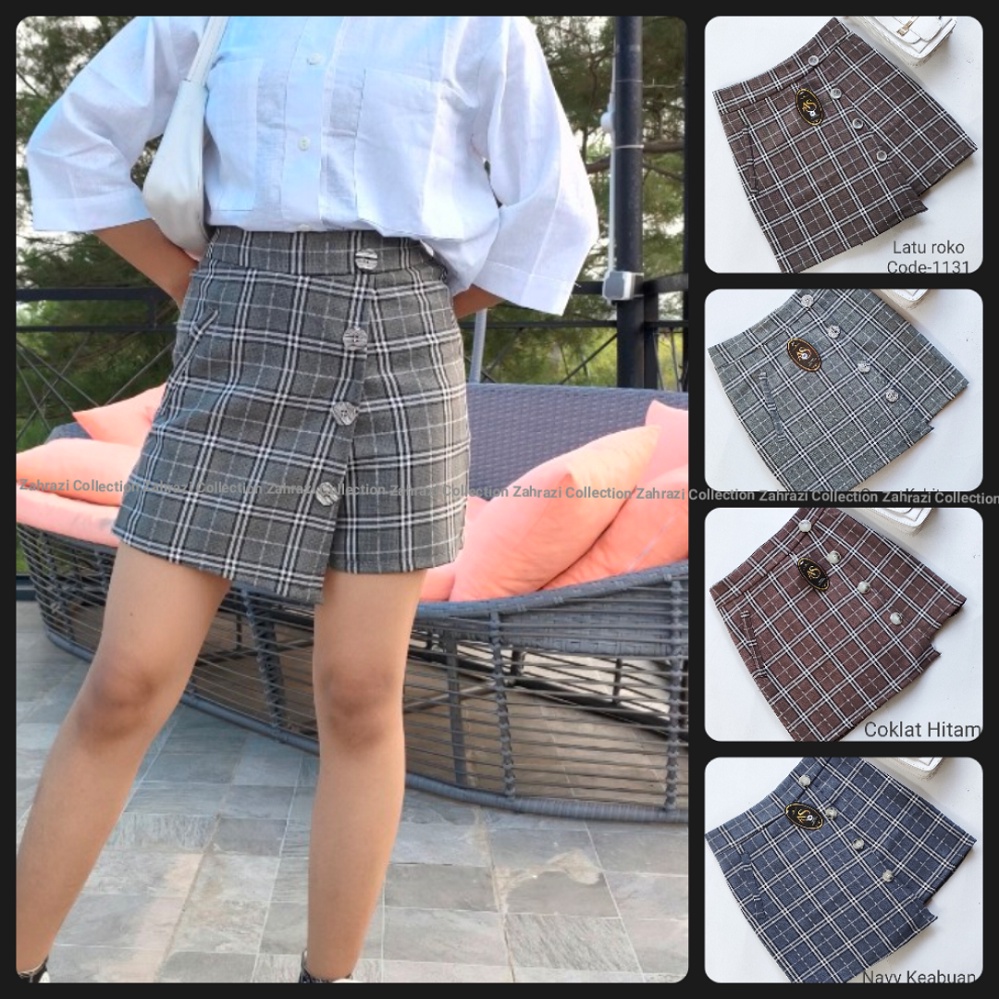 Plaid High Waist Skirt with Buttons 7a0015