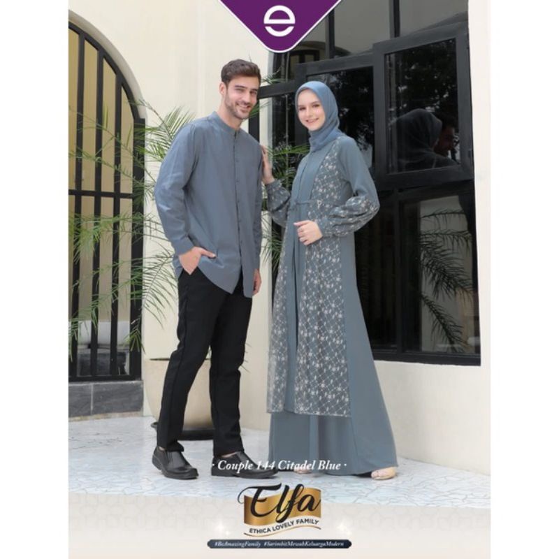 Jual Baju Couple Muslim Ethica Couple 144 Citadel Blue Shopee Indonesia