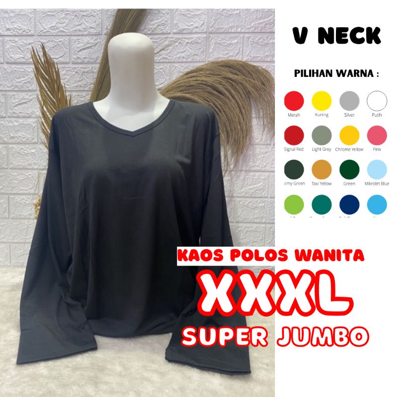 Jual Kaos Polos Panjang SUPER JUMBO BIG SIZE Manset Baju Wanita Kaos ...