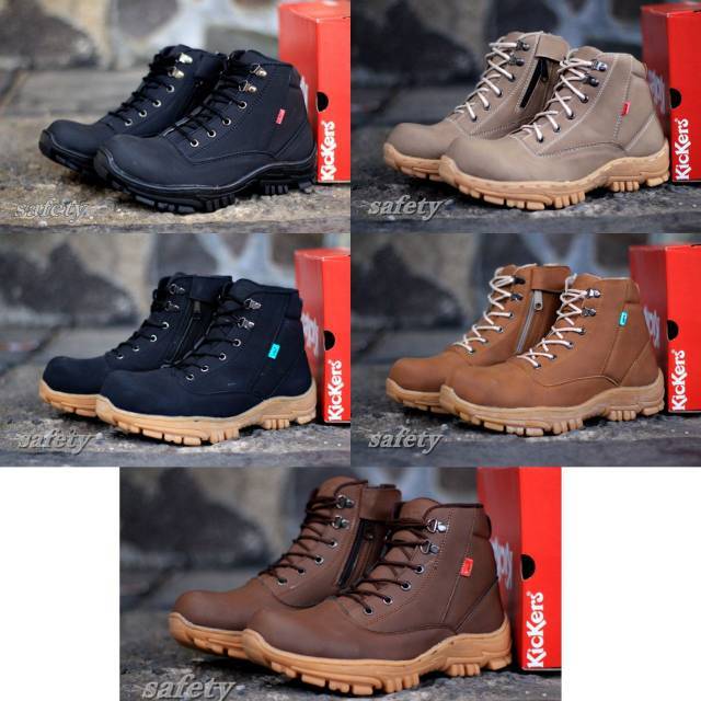 Jual Sepatu Kickers Boots Safety Zipper Boot Semi Kulit Pria