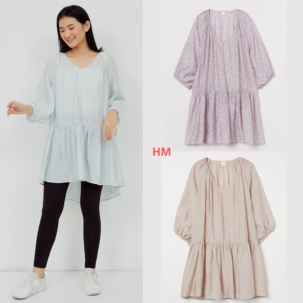HM Midi Airy Tunic Dress Dress Wanita Original Branded