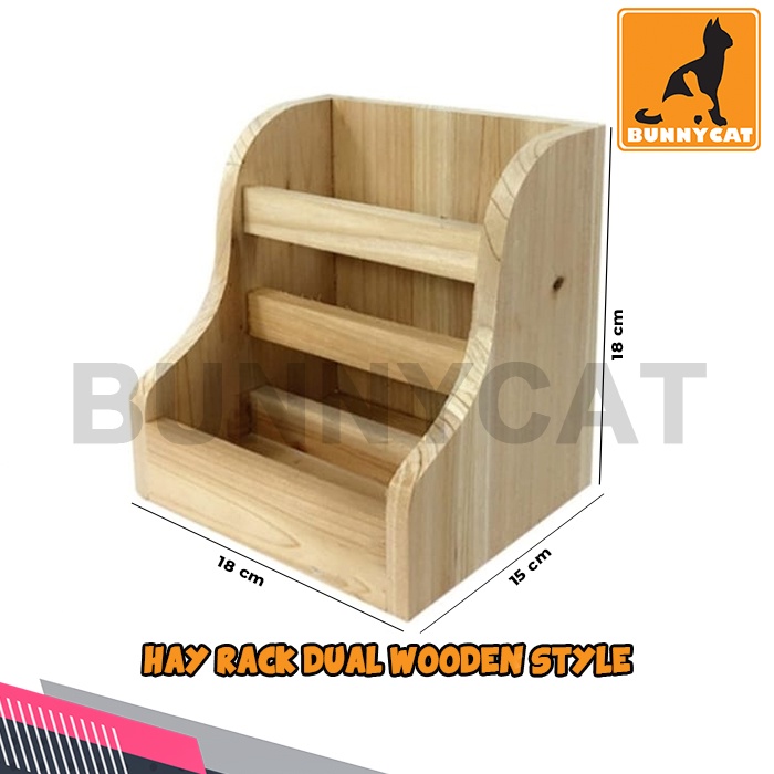 Jual Hay Rack Kayu Dual Bunny Bowl Tempat Rumput Dan Pelet Kelinci