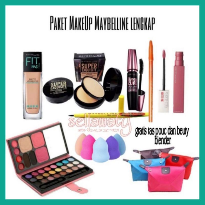 Jual Paket Makeup Lengkap Set 8 in1 Paket Kosmetik Maybelline Murah Mak