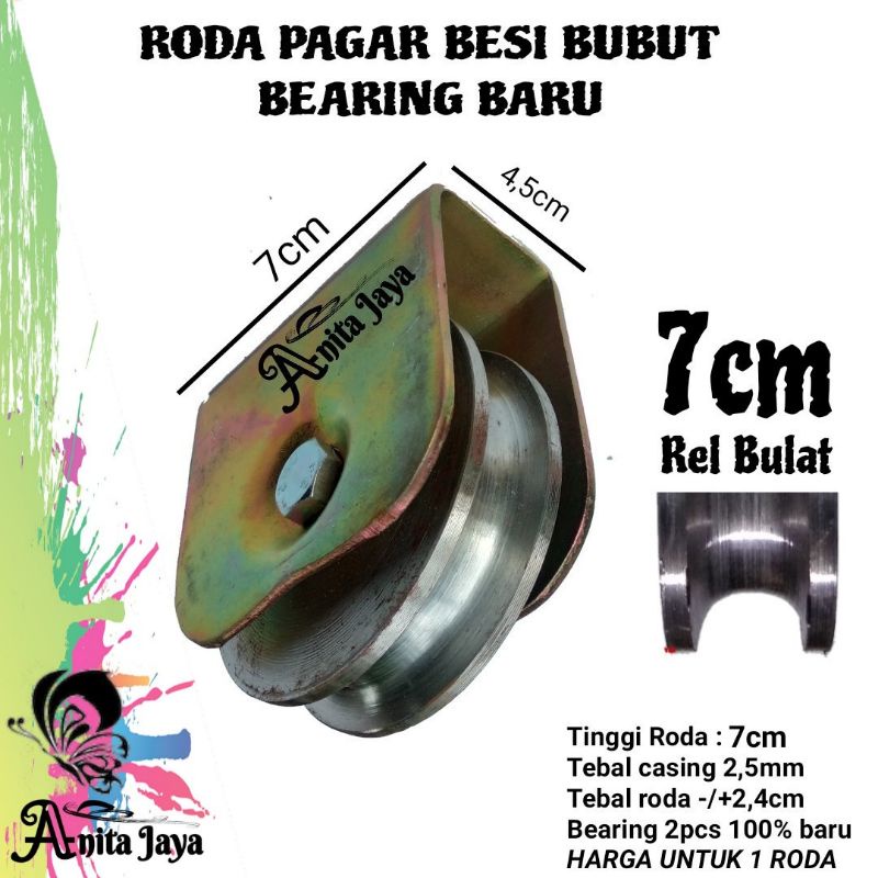 Jual Roda bubut besi as roda gerbang kwalitas super ukuran 7cm rell bei ...