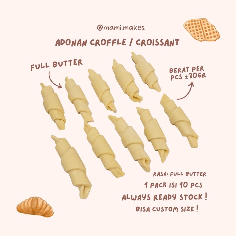 Jual Adonan Croffle / Croissant FULL BUTTER 30gr 1 pack isi 10 pcs ...