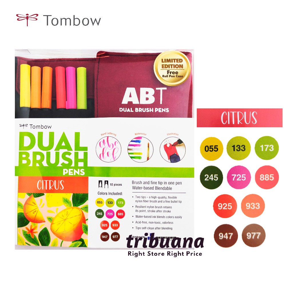 Jual Tombow Dual Brush Pen Set 10 Colors - CITRUS Limited Edition ...