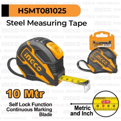 Jual Meteran 10M INGCO HSMT081025 10 M Steel Measuring Tape Alat Ukur ...