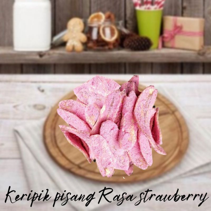 Jual Keripik Pisang Rasa Strawberry Kripik Banana 250gr No Msg Snack