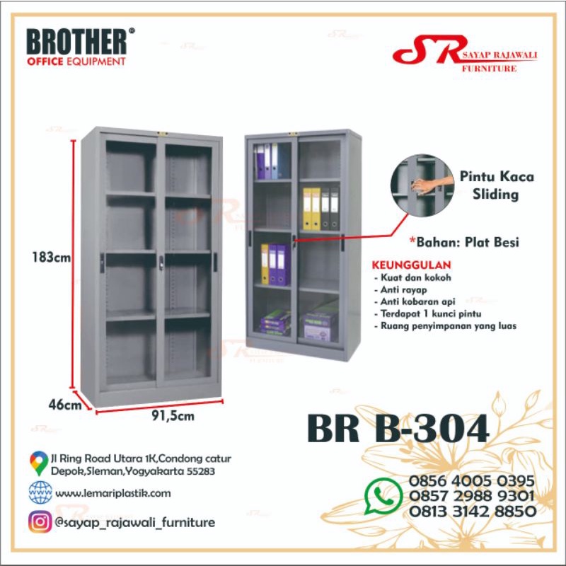 Jual Lemari Besi Lemari Arsip Brother B 304 Sliding Kaca | Shopee Indonesia