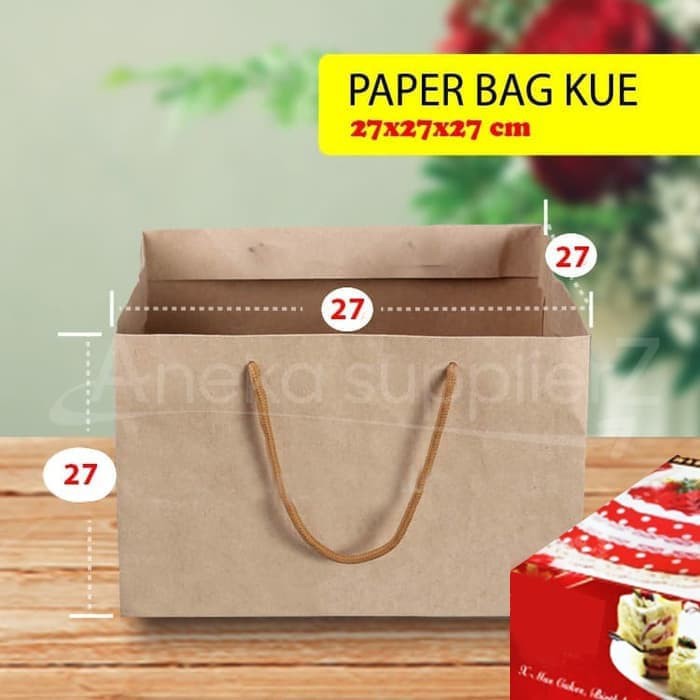 Jual Paper Bag Kue Cake Box | 27x27x27 cm (10 pc) | Shopee Indonesia