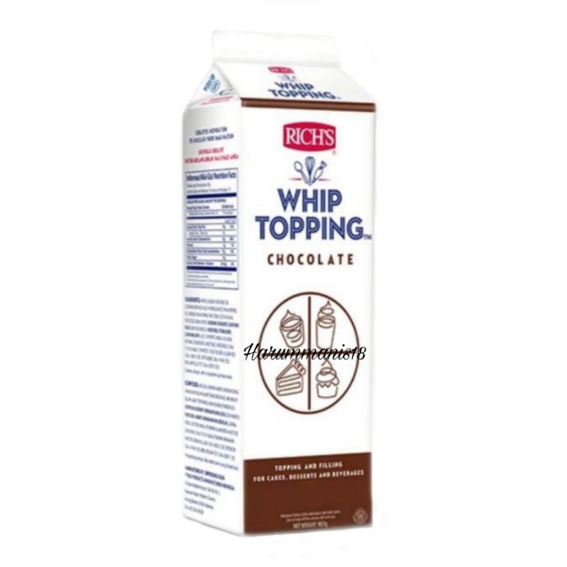 Jual RICH'S GOLD WHIP TOPPING COKLAT 907g/ WHIPPING CREAM RICH GOLD