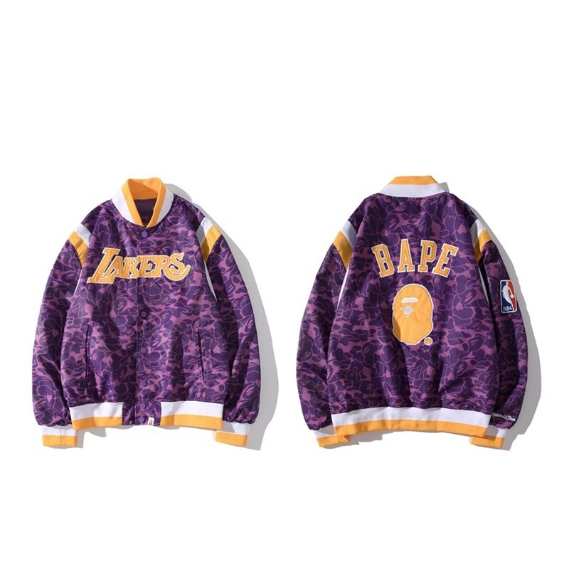 Bape x mitchell & ness lakers warm up jacket online