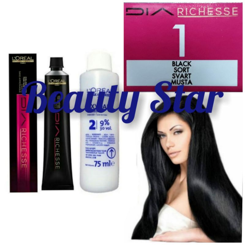 Jual LOREAL DIARICHESSE COLOURING CREAM NO. 1 BLACK 50ML DAN OXYDANT ...