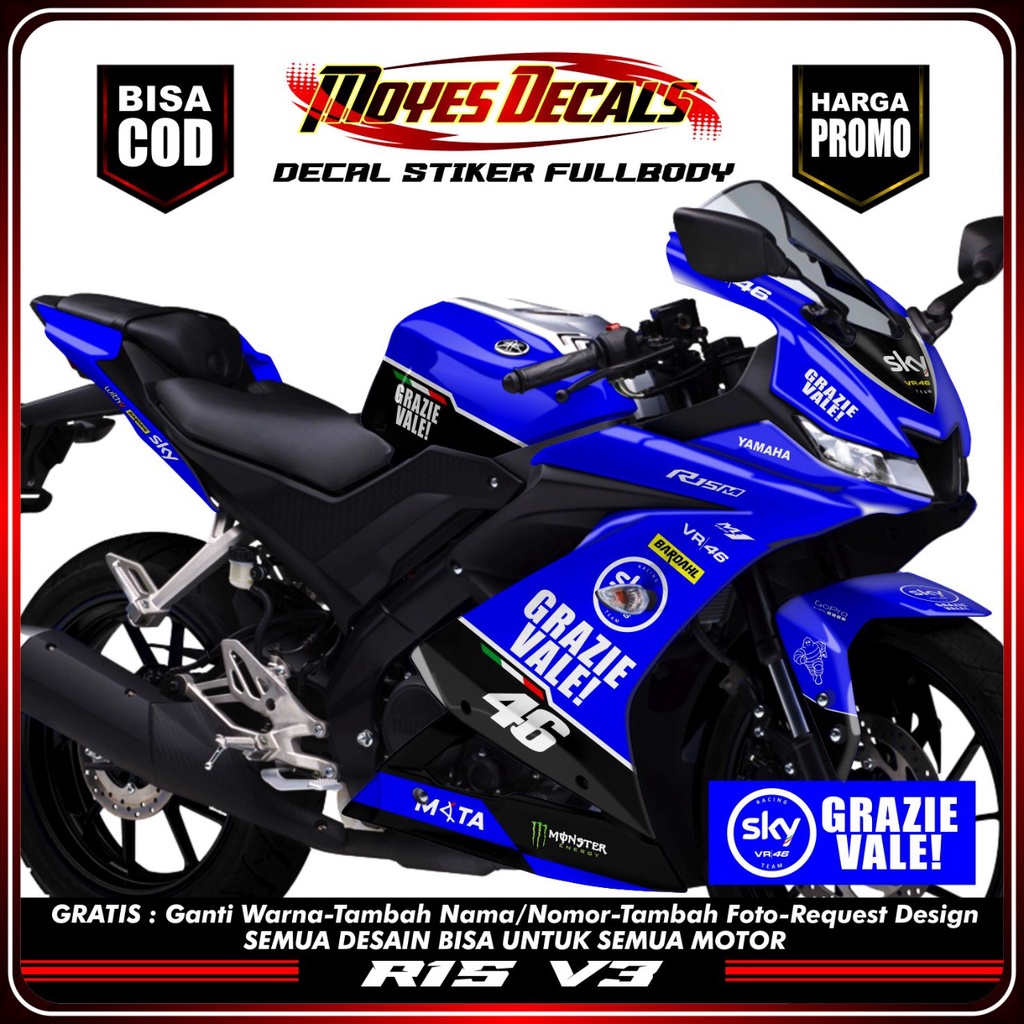 Jual Promo Stiker Decal Yamaha R15 V3 Full Body Terbaru Motif SKY-46 ...