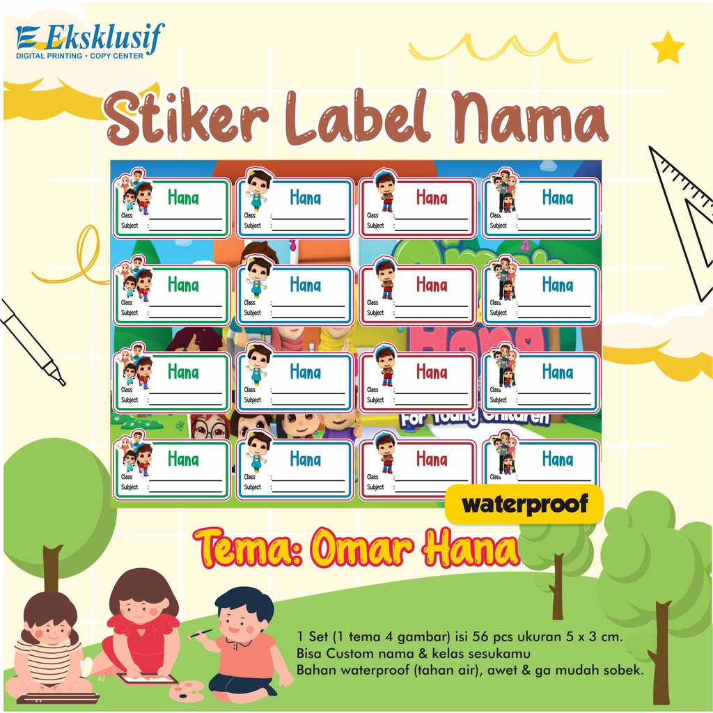 Jual Stiker Label Nama Anak Karakter Perempuan (Custom) | Shopee Indonesia