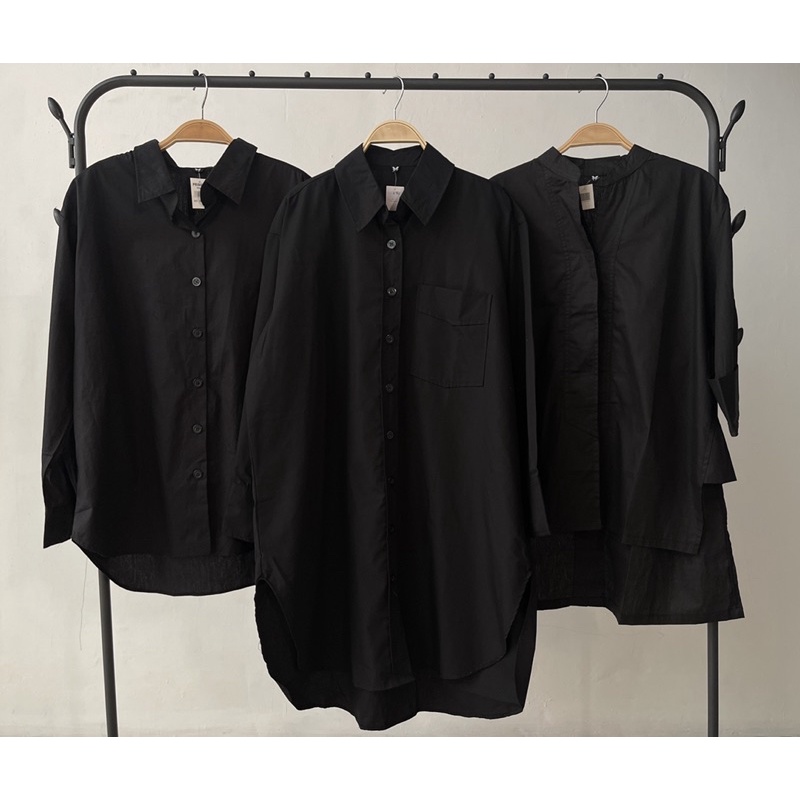 Jual kemeja basic black series katun poplin cotton hitam kampun9an ...