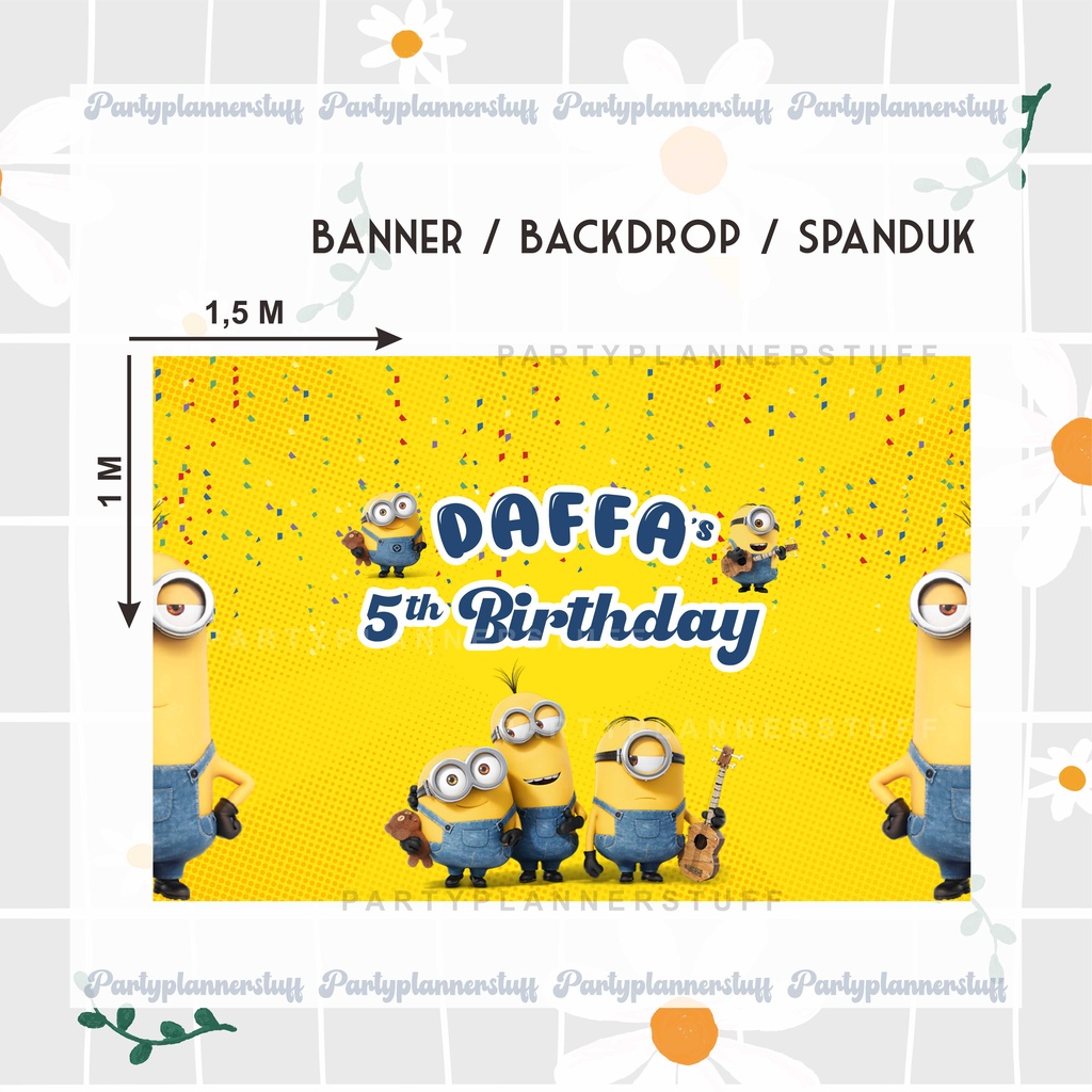 Jual Banner / spanduk / backdrop happy birthday tema minions / dekorasi