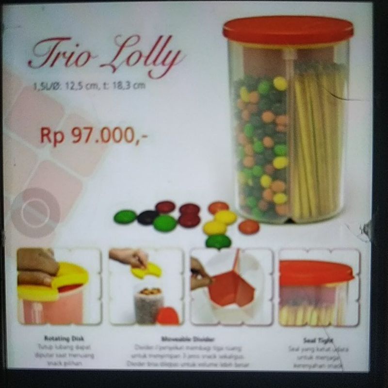 Jual Trio Lolly Tupperware / Toples 3 sekat Tupperware / Toples plastik ...