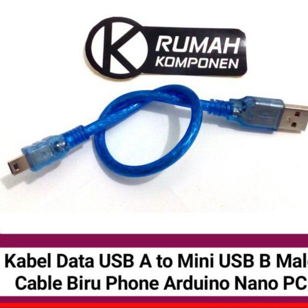 Jual Kabel data USB A to mini USB B male cable biru phone arduino nano ...