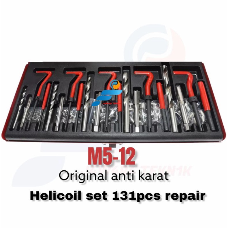 Jual Helicoil /recoil set metric 131PCS lengkap M5/M6/M8/M10/M12 std ...