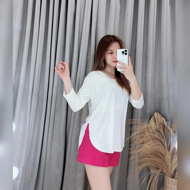 Gambar 3 Kaos Oversize Wanita Adem Banget – Kaos Jumbo Lengan 7/8 Spandek Rayon Stretch & Nyaman