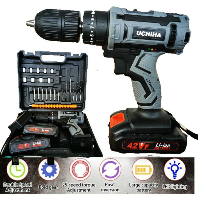 Jual Bor Baterai 42 Volt Impact Drill Beton Besi Kayu Pvc Dll UCHIHA ...