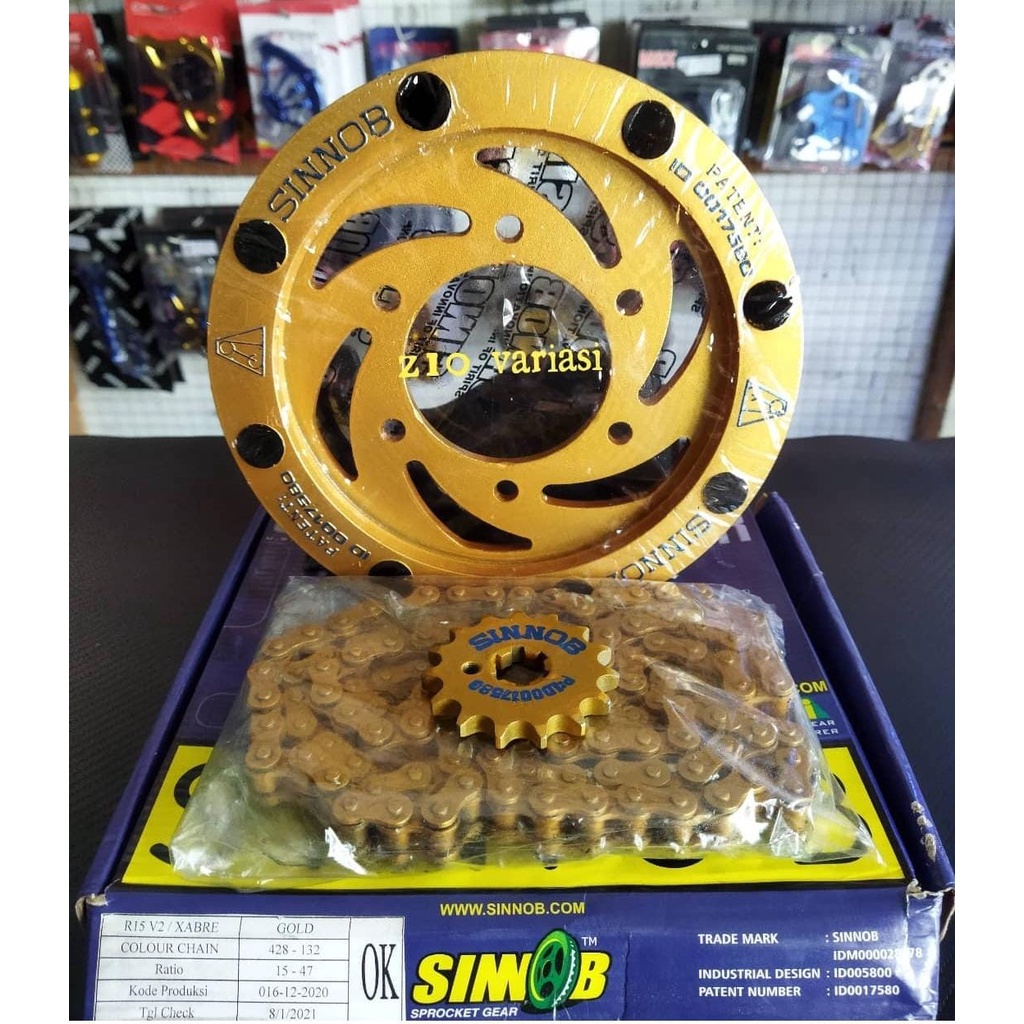 Jual Sinnob Sprocket Gear Paket Depan Belakang Rantai R15 Old R15 V1 V2 ...