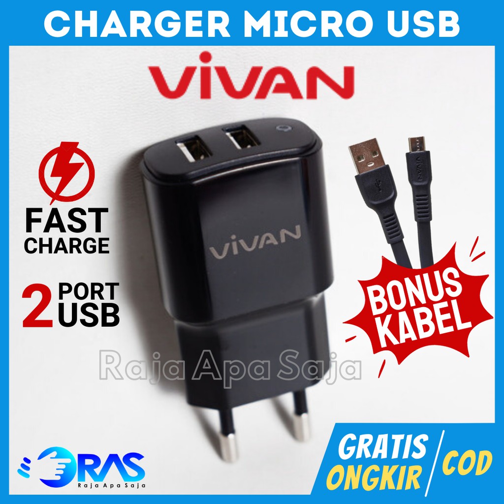 Jual Charger HP Android 2 USB 3A Micro USB 3 Ampere - Fast Charging 2 ...