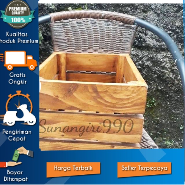 Jual WOODEN CRATE 35X25X20 WOOD BOX PETI KAYU KOTAK KAYU DEKORASI
