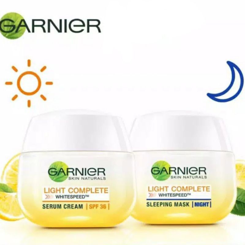 Jual Garnier Light Complete Serum Day Cteam SPF36/PA+++ & Yogurt Sleeping Mask Night Cream 50ml