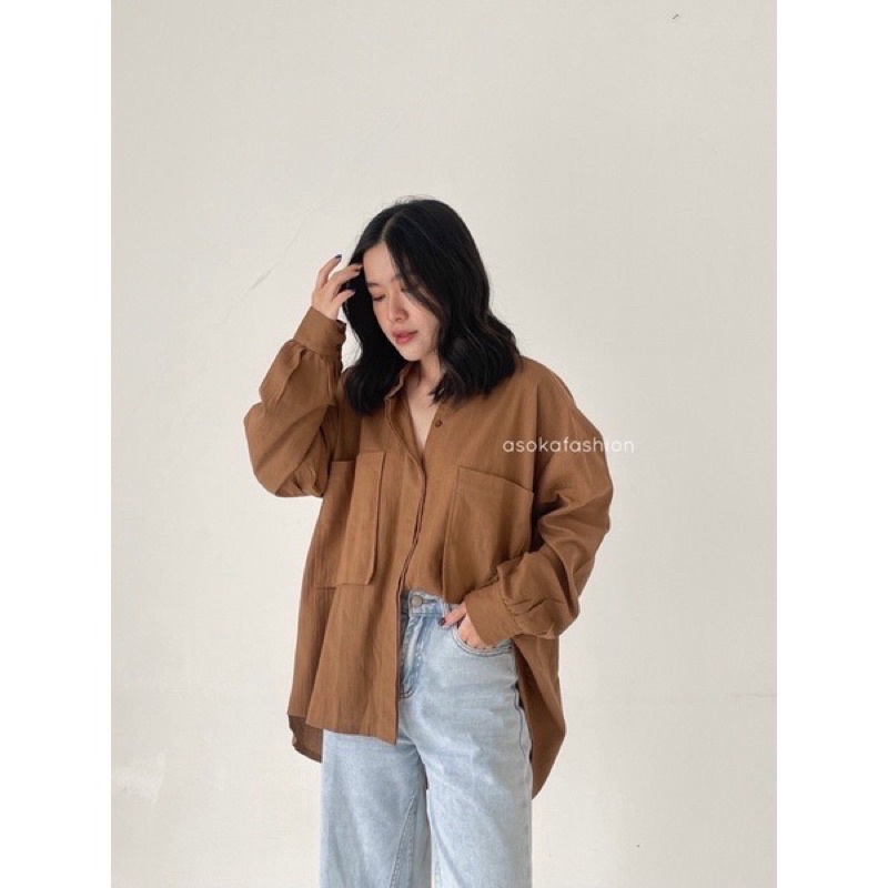 Kadaka T-0485 Kemeja Oversized Linen Premium Wanita