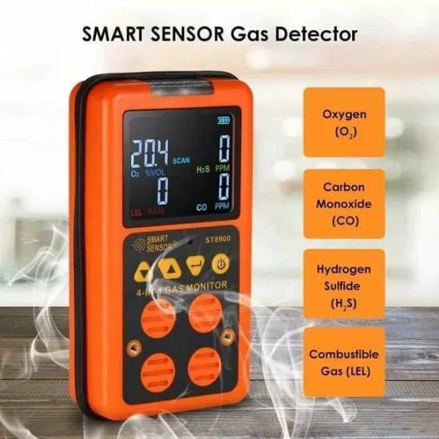 Jual H2S O2 LEL Gas Monitor Smart Sensor ST8900 4 in 1 Detector Oxygen ...