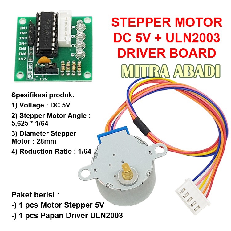 Jual Stepper Motor DC 5V + ULN2003 Driver Board 4 - Phase | Shopee ...