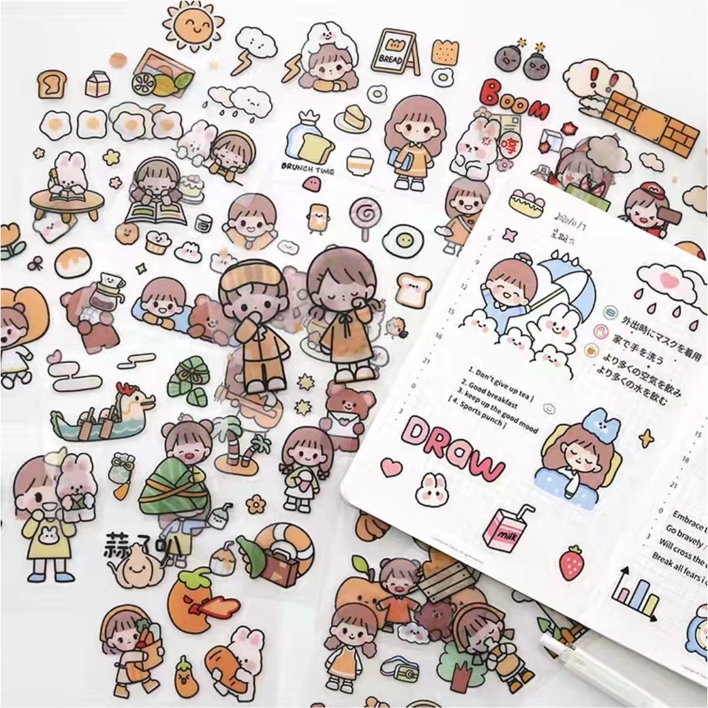 Jual PART 1 STIKER TUMBLR AESTHETIC Sticker Scrapbook Kartun PET PVC