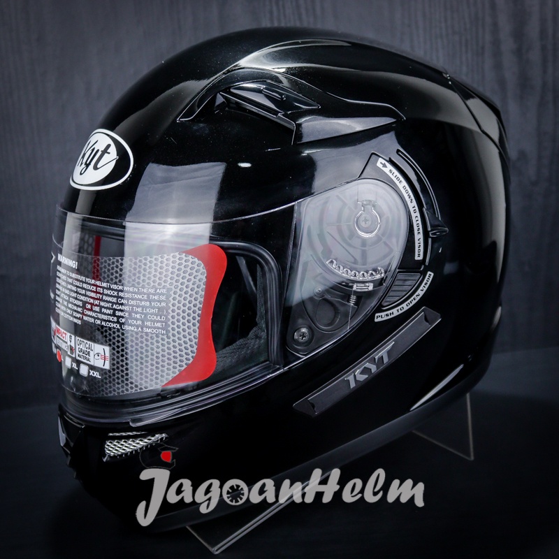 Jual KYT HELM K2 RIDER SOLID BLACK GLOSSY DOUBLE VISOR FULL FACE