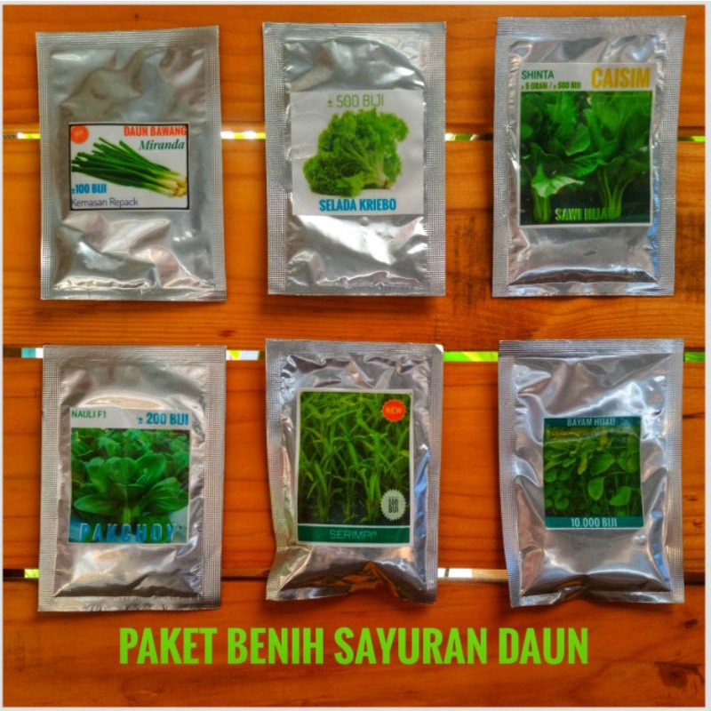 PAKET BENIH SAYURAN DAUN PAKCOY DAUN BAWANG BAYAM HIJAU KANGKUNG SELADA SAWI(6 PRODUK)