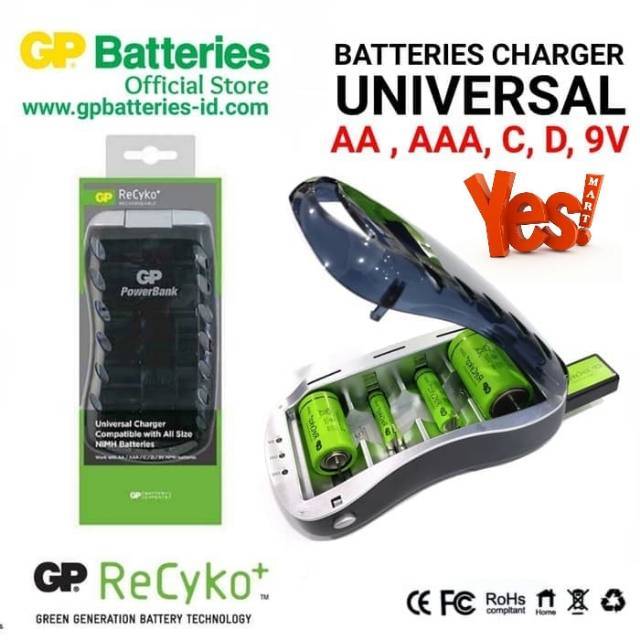 Jual GP Recyko+ Universal Charger For AA, AAA, C, D, 9v Rechargeable ...