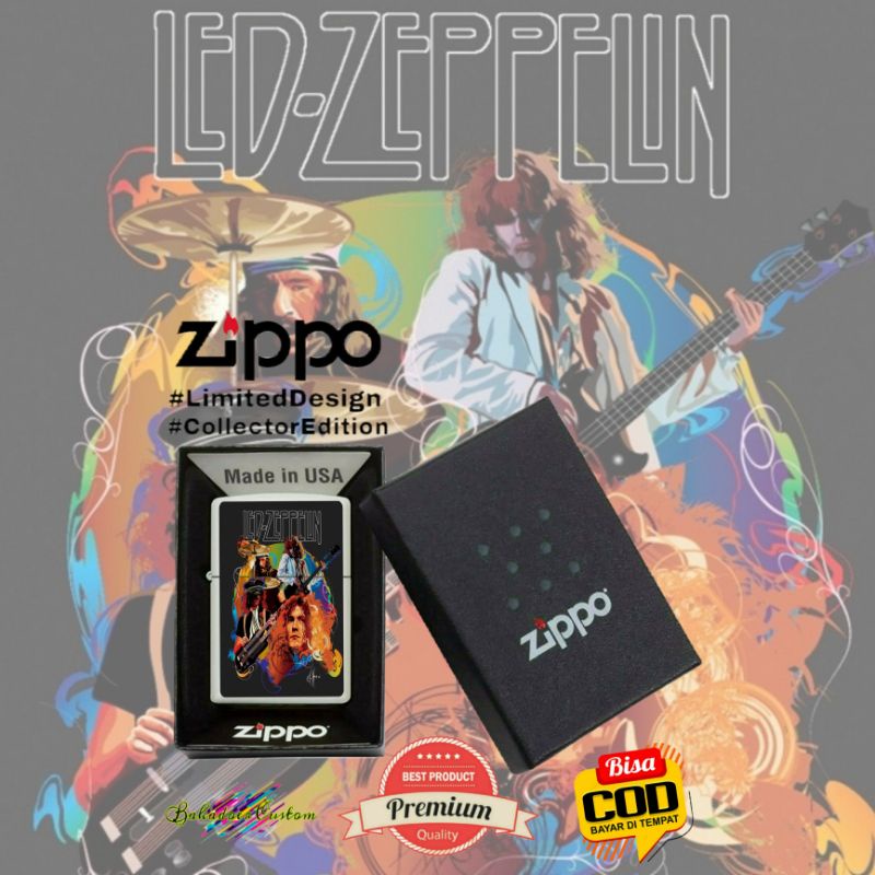 Jual ZIPPO WHITE MATTE CUSTOM PRINT UV LED ZEPPELIN DESIGN BISA REQUEST ...
