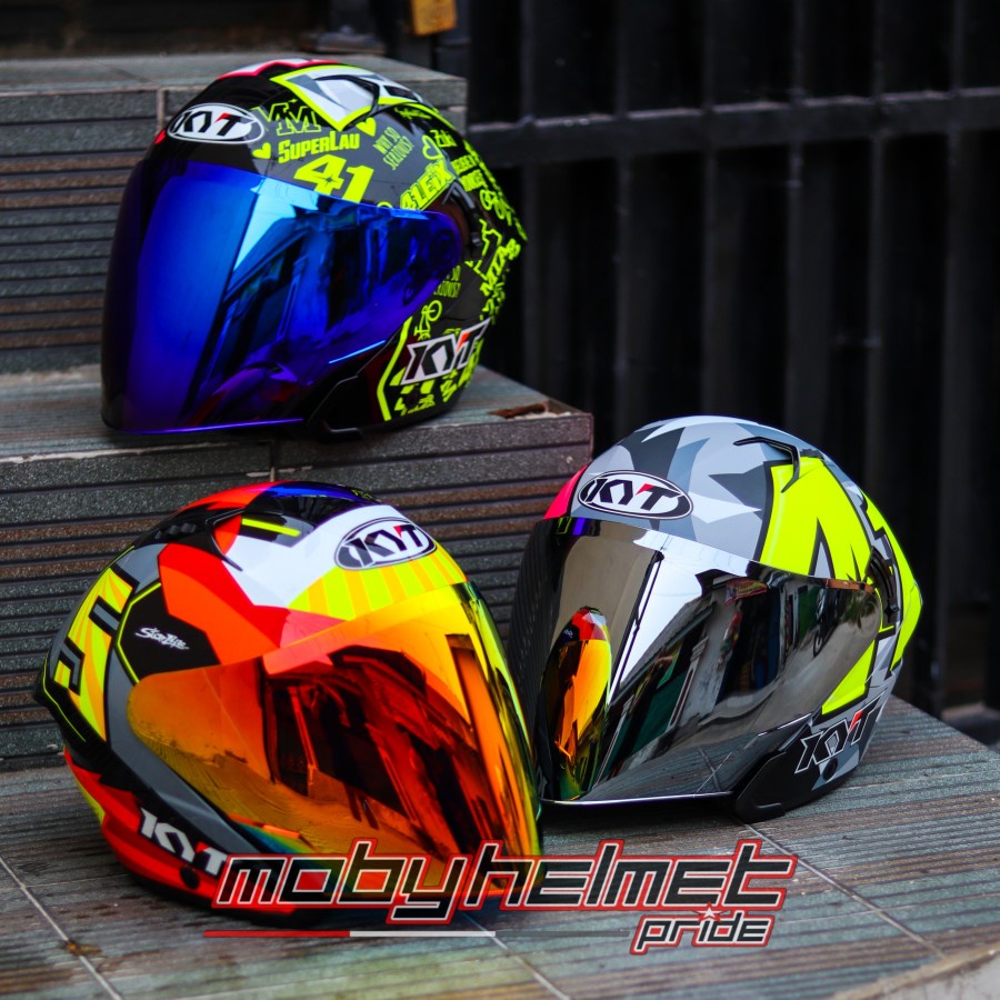 Jual Visor Kyt Nfj Iridium Silver Blue Red Gold After Market