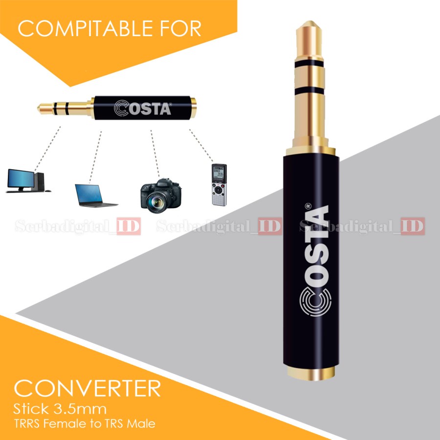 Jual Costa Converter Gold Mm Trs Male To Trrs Female Audio For