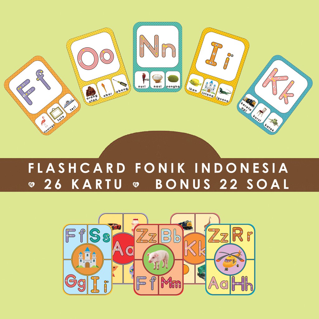 Jual FLASH CARDS FONIK / KARTU BELAJAR MEMBACA ABJAD INDONESIA / MAINAN ...