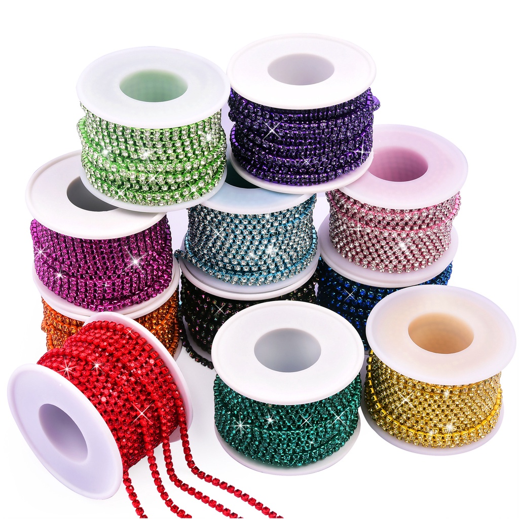 Jual [2MM PER ROLL] Rhinestone Chain Diamond String Rhinestone Rantai ...